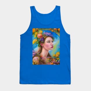 Spring Equinox Beautiful Woman Surrounded By Spring Flowers Tank Top